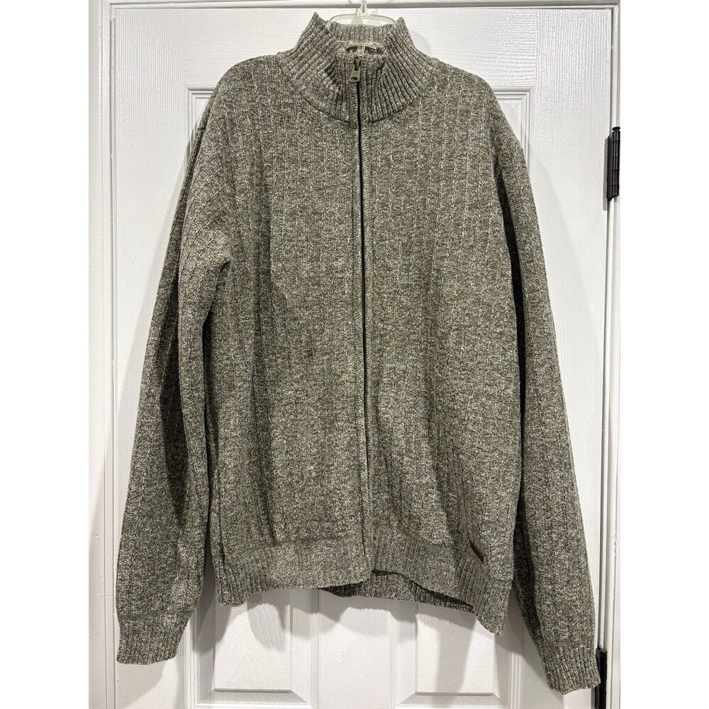 Buffalo David Bitton Mens Gray Full Zip Sherpa Lined Knit Sweater Jacket Size L